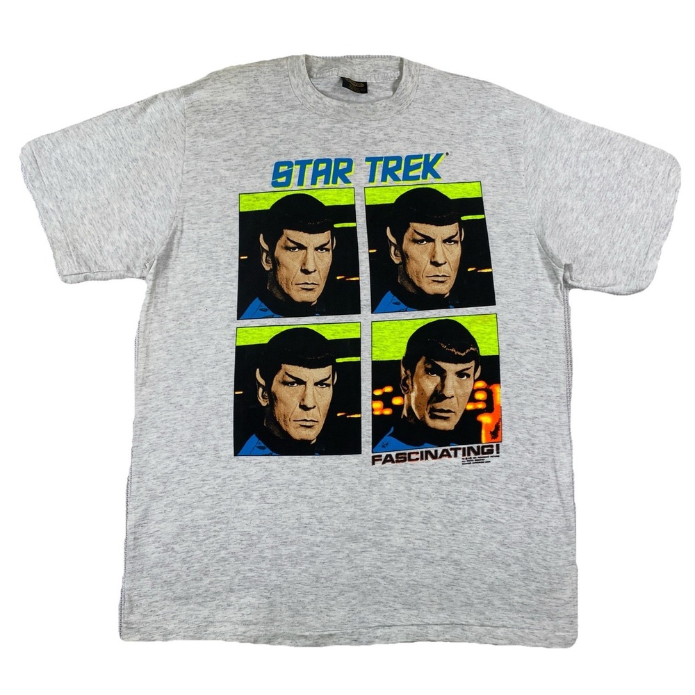 Vintage Star Trek Spock Fascinating T-shirt Men's XL Single Stitch USA Neon
